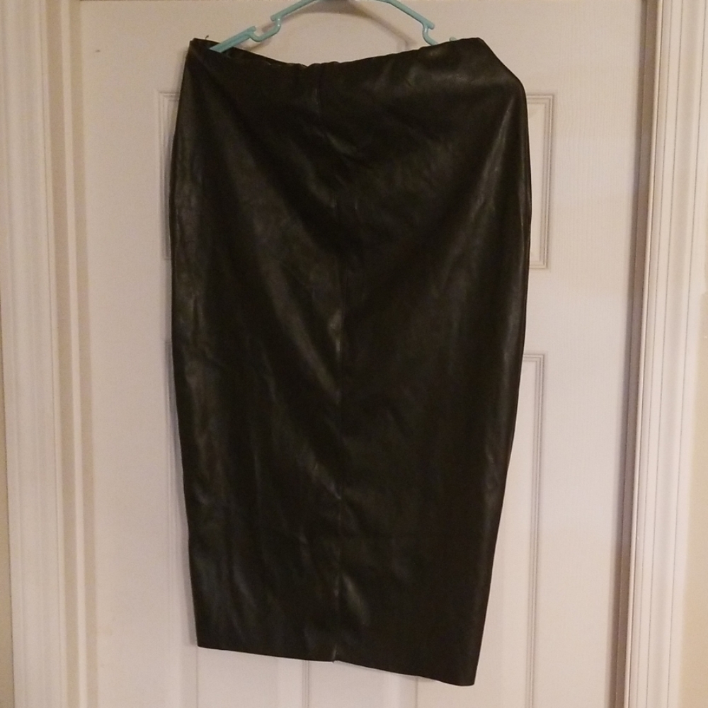 Faux Leather Midi Skirt